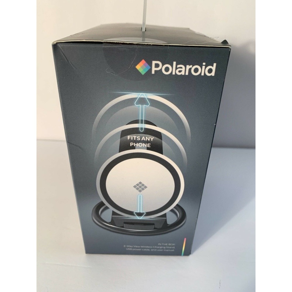 Polaroid 2-Way View Wireless Charging Stand Black New Adjustable Universal Fit